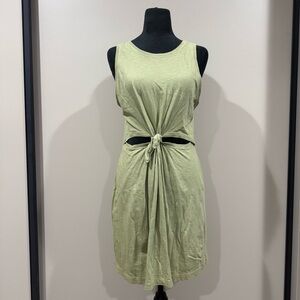Aerie Army Green Mini Dress with Tie-Front Detail and Waist Cutouts
